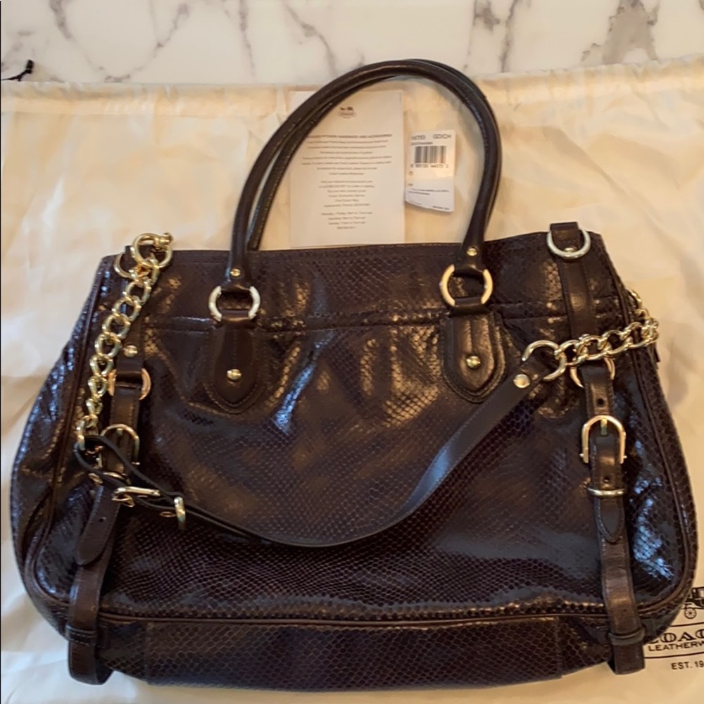 Coach Sierra Embossed Leather Python Chocolate - image 3